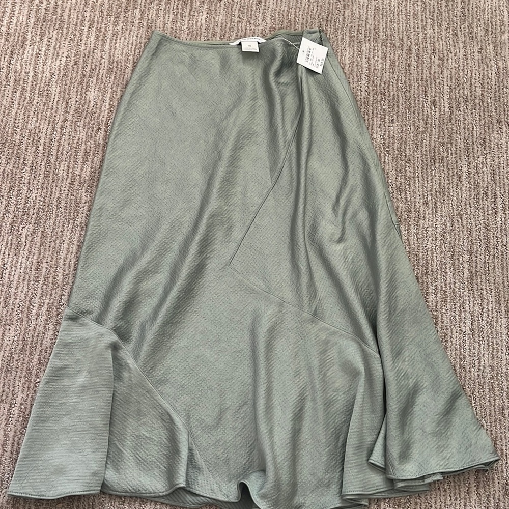 New with tag Club Monaco slip midi skirt in 00 sage green